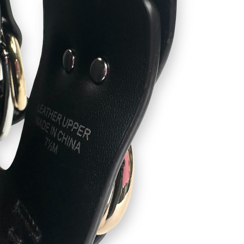 J Slides Baha Leather Double Buckle Slide Sandals US 7.5 Black Patent Platform - Picture 10 of 13